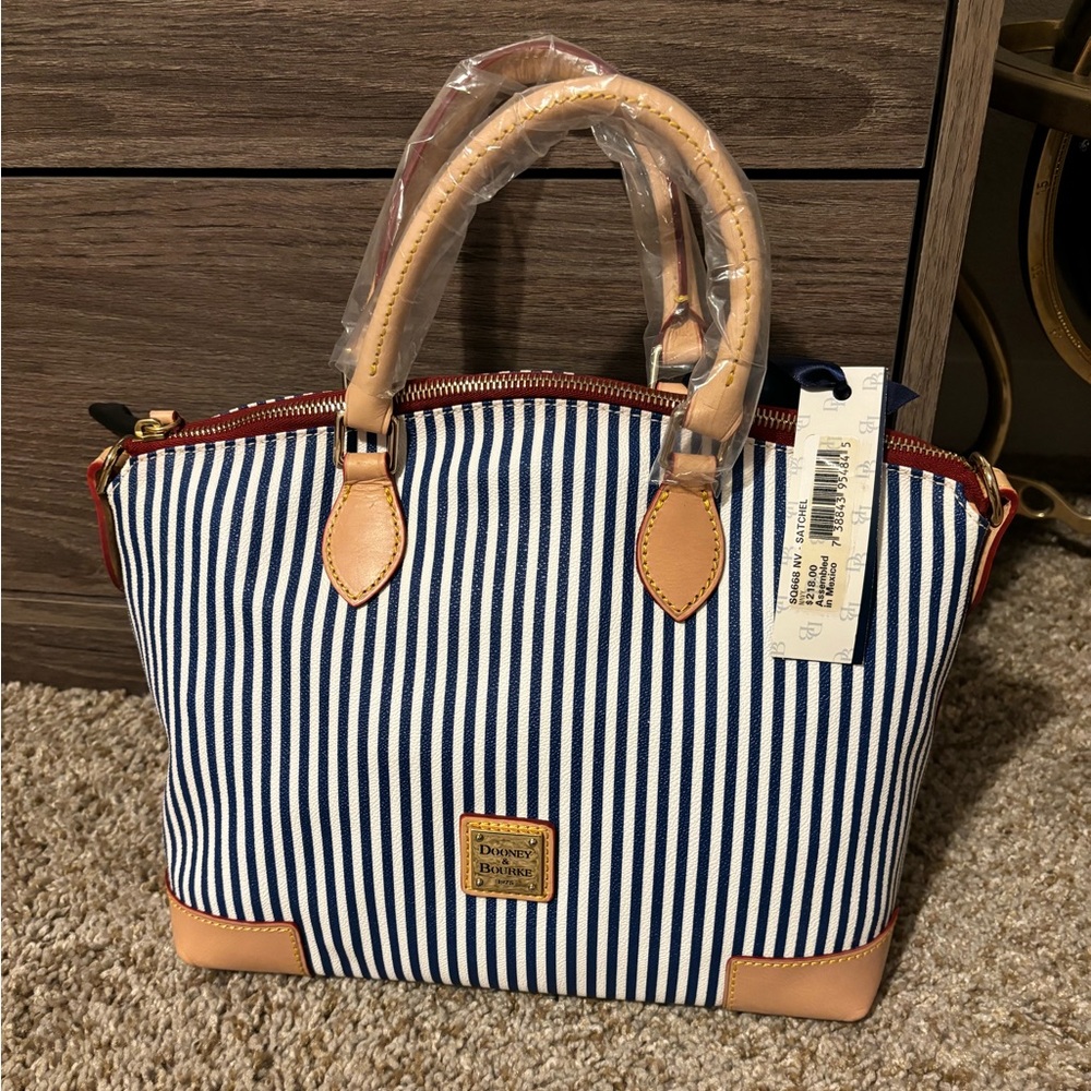 Dooney & Bourke Satchel in Navy Stripe